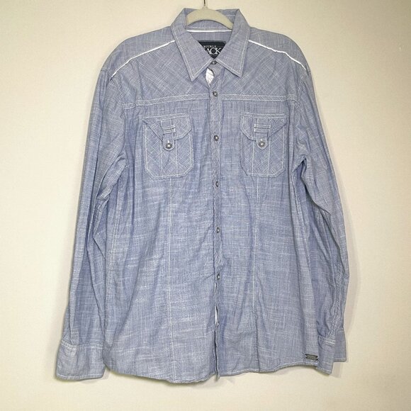 Men's XL Buckle Black Athletic Fit Long Sleeve Button Down Shirt - Picture 1 of 7